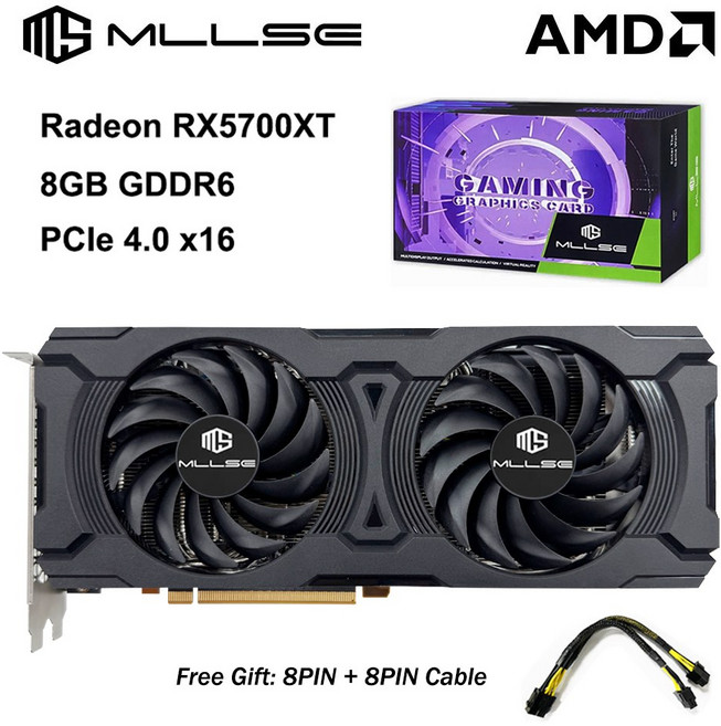새로운 MLLSE 그래픽 카드 AMD 라데온 RX 5700 XT 8GB 256비트 GDDR6 PCIe 4.0 x16 PC 게이밍 GPU 데스크탑 비디오 카드, Radeon RX 5700XT