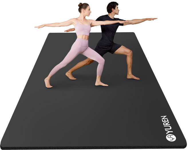 유렌 NBR 대형 요가매트 10mm 2인용 넓은 운동매트, 블랙, 1개