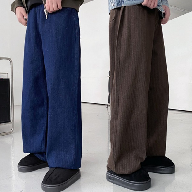 루나즈 M-L 핀턱 스트라이프 코튼 바지 팬츠