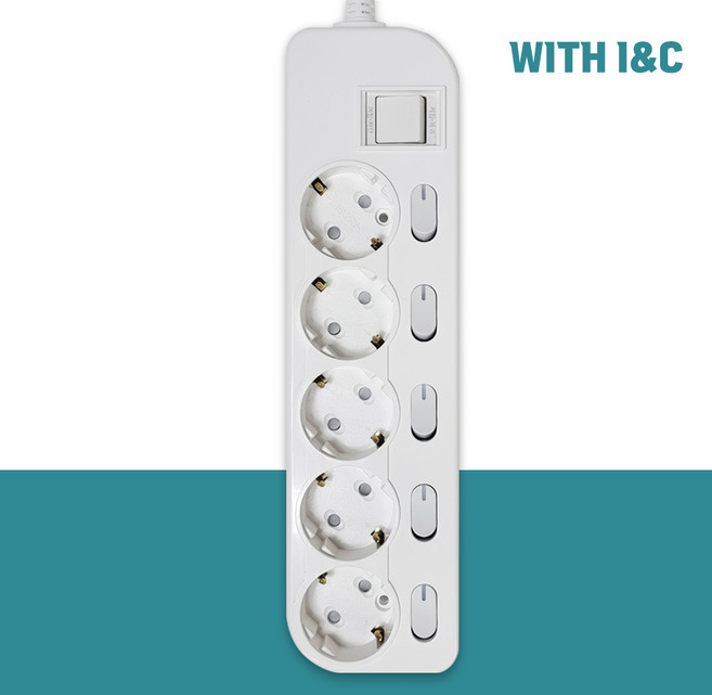 위드아이엔씨 국산 과부하차단 멀티탭 개별 스위치 5구 WI-MC21655, 10m, 1개, 화이트
