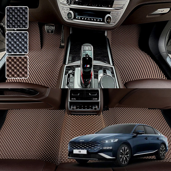 DXSOAUTO K8 전용 3D 엠보싱 차세대 고무매트 1열2열 세트 (페리 공용), 블랙, 105_6 K8 2륜(하이브리드포함)