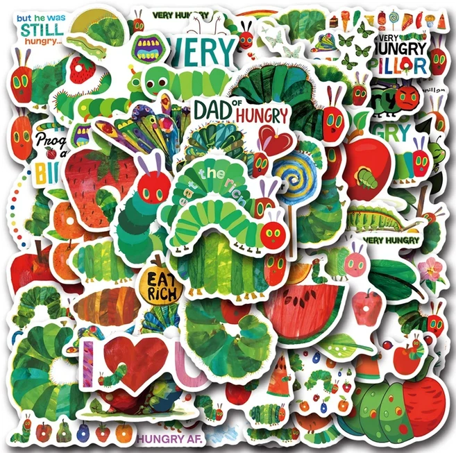 10/30/55PCS 매우 배고픈 애벌레 만화 스티커 DIY 노트북 수하물 스케이트 보드 낙서 데칼 장난감에 대한, 01 3센치, 03 10PCS