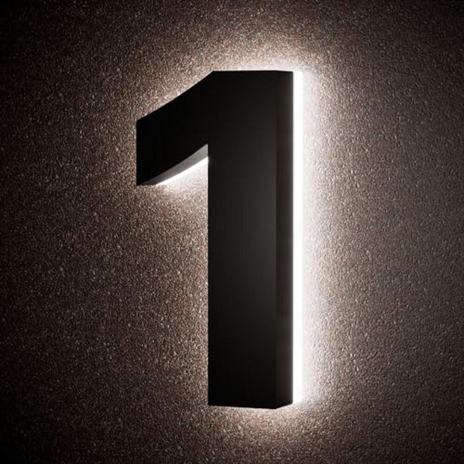 LLtronation 외부용 12.7cm(5인치) 백라이트 집 번호 스테인리스 스틸 LED 조명 집 주소 번호 집 레스토랑용 현대적인 조명 주소 표지판 방수, 6 inch, 6IN-1-블랙