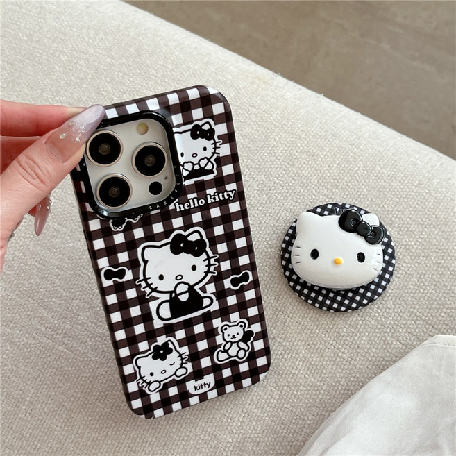 에코핏 휴대폰 맥세이프 호환 마그네틱 체크키티, 1개, 블랙체크키티