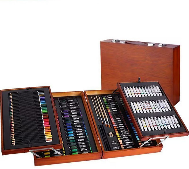 가남 174건 종합미술도구세트 수채화 세트 프리미엄 아트 색연필 미술도구 세트, 1세트, 적갈색