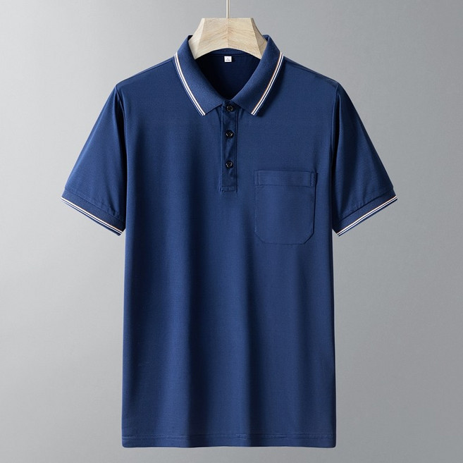 冰絲涼感POLO衫 真口袋男POLO衫 純色涼感短袖上衣 吸濕排汗口袋POLO衫【台灣現貨】