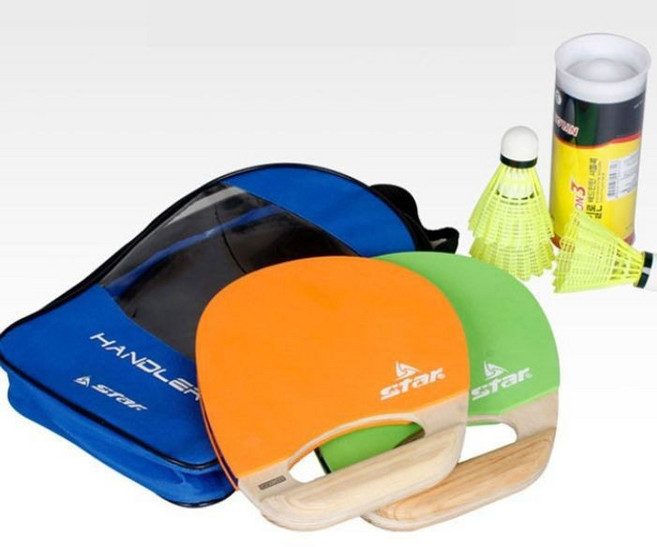 스타 패드민턴 핸들러 실내 배드민턴 라켓 셔틀콕 SET, 1개, 옐로x블루