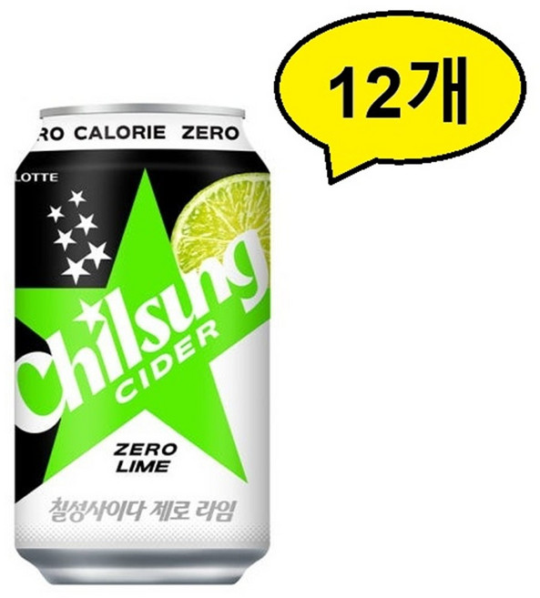 칠성사이다 제로 라임 355ml, 12개