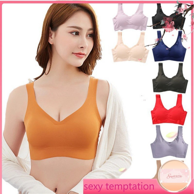冰絲涼感無痕內衣 集中爆乳防震 無鋼圈薄款睡眠運動內衣