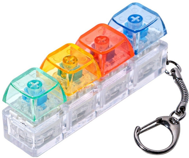 구스페리 LED 파스텔 키보드 키캡 키링 4구, 투명네온A, 1개