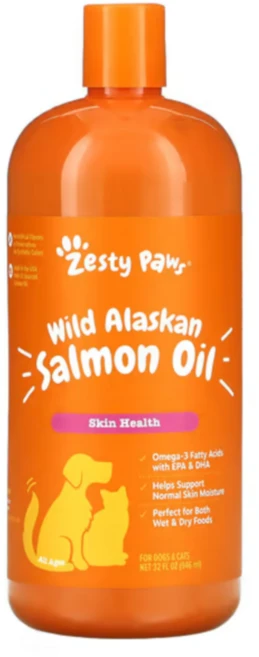 Zesty Paws제스티포스 개와 고양이용 야생 알래스카 연어 오일 피부 건강 모든 연령대 473ml(16fl oz), 1개 - 쿠팡