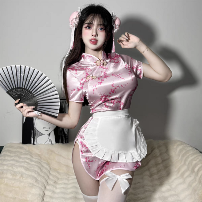 더바몰 앞치마 치파오 원피스 춘리 코스프레 할로윈 코스튬