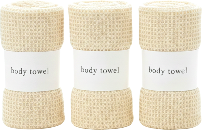 힐러스 생분해성 순면 거품 샤워타올 3매 세트, 1세트, 3개입, 부드러운 린넨 면