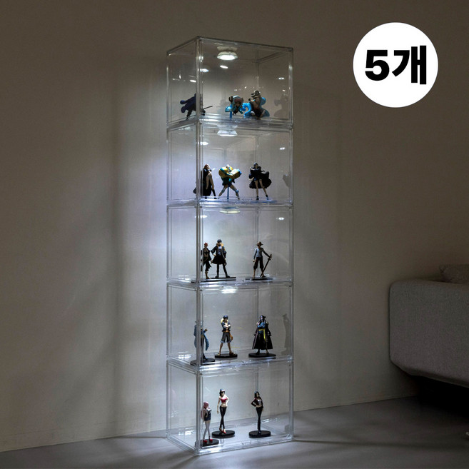 McEDA 아크릴 케이스 가방 피규어 보관함 장식장, 특대형 투명(45x33x33), 5개