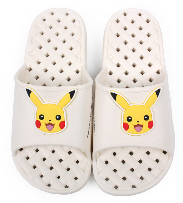 포켓몬스터 말랑말랑 발이 편한고 물이 잘 빠지는 아동 욕실화, 베이지, 1개