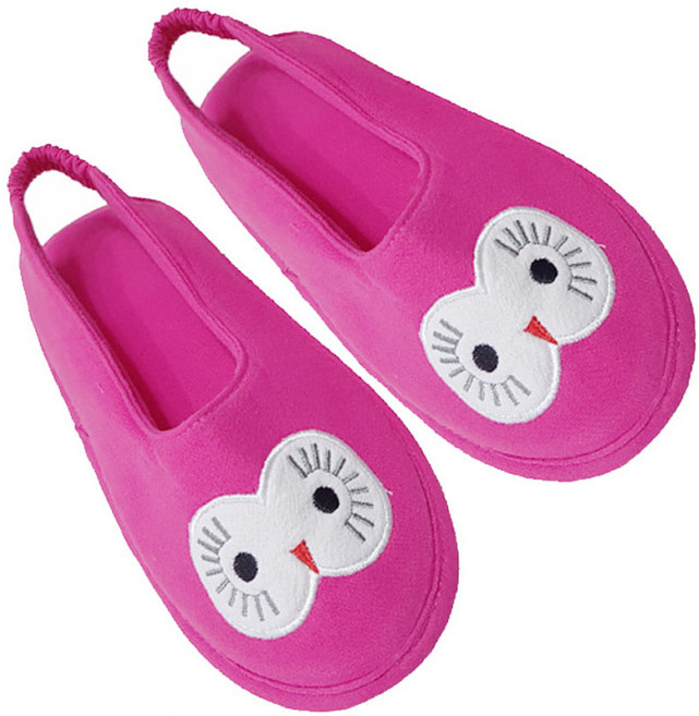 05덧신형 면 거실화 어린이집교사 실내화, 부엉이-핑크, 1개