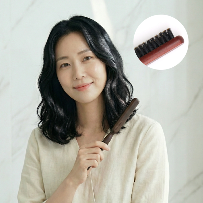 노모레스 박달나무 천연 돈모 헤어 브러쉬, 1개, 브라운