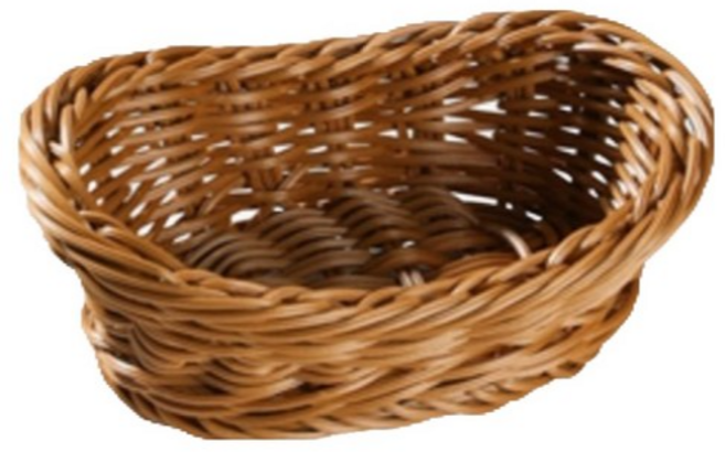 달빛마켓 내츄럴 타원형 납작 빵 과일 베이커리 소품 진열 라탄바구니 바스켓 S, 단색, 2개