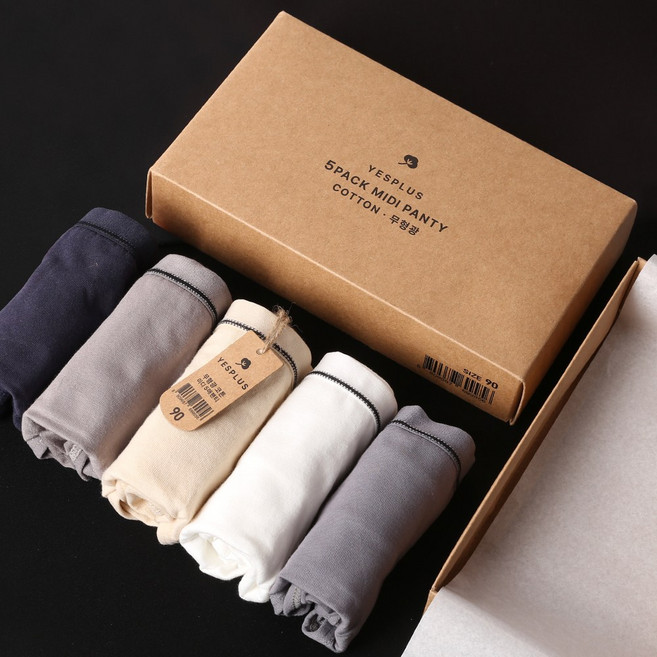 예스플러스 _무형광 코튼 소프트미디 팬티 5P