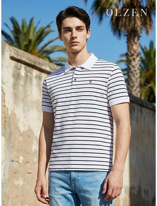 올젠 스트라이프 카라 티셔츠 (ZOE2TT1308)
