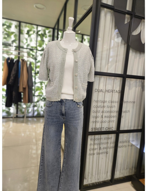 [듀엘] DEWE 하프 슬리브 시퀸 가디건 D232KSL044 NC일산