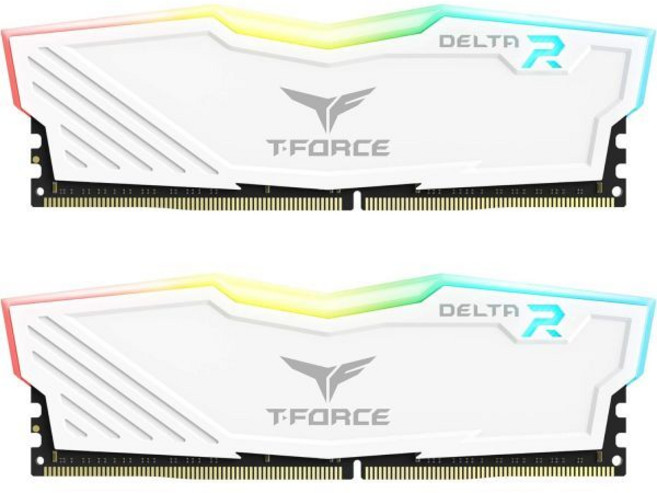 팀그룹 T포스 델타 RGB DDR4 16GB 2x8GB 3200MHz PC425600 CL16 데스크탑 메모리 모듈 램 화이트 TF4D416G3200HC16CDC01, 16GB(2x8GB)
