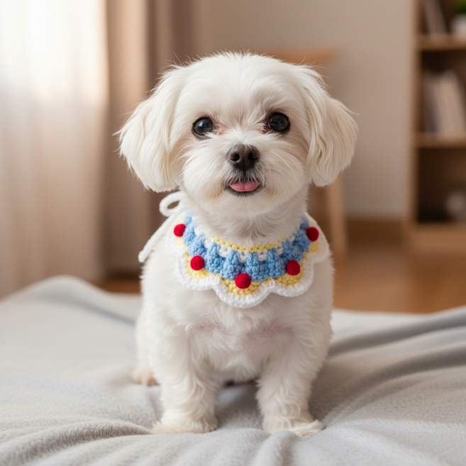 하니펫 반려동물 귀요미스카프 뜨게 케이프, 1개, 하늘