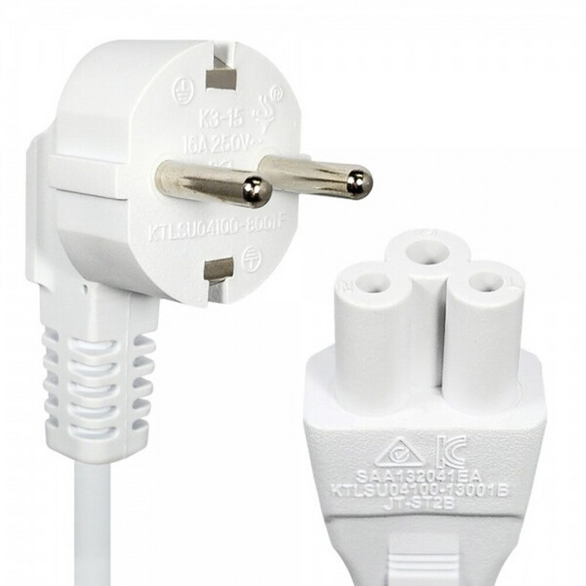 샤오미 공기청정기 3구 크로바 AC 전원케이블(화이트/1M)