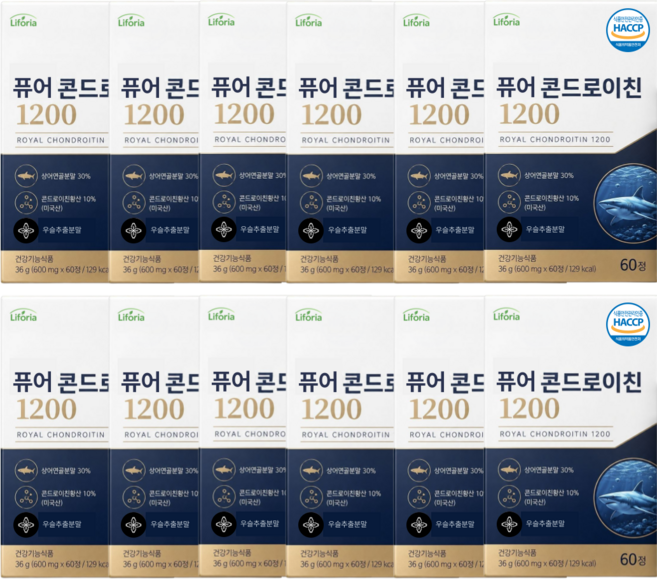 리포리아 콘드로이친 1200 3세대 콘드로이틴 황산염 12개 구매 시 / 대원제약 콘드로이친 킹 1200 증정, 60정