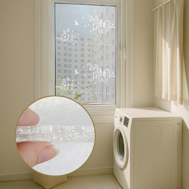 물없이 붙이는 창문 단열 뽁뽁이 7중 더블 해피트리 1m x 10m / 딱포미, 1개