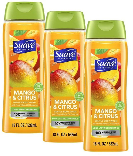 수아브 에센셜 젠틀 바디워시 망고 & 시트러스 Suave Essentials Gentle Body Wash Mango & Citrus, 3개, 510g