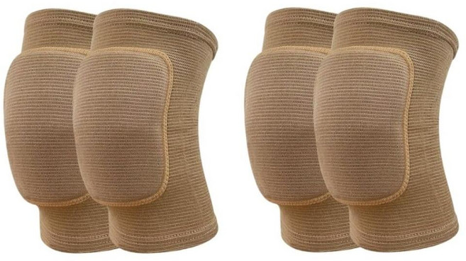 YADIRF 스포츠 무릎 패드 2쌍 운동 부드럽고 통기성이 좋은 무릎 패드 배구 축구 댄스 요가 테니스 러닝 사이클링 운동 등반용(스킨 컬러 라지), 피부 색상