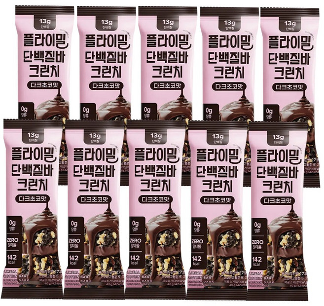 플라이밀 단백질 바 크런치 다크초코, 10개, 40g