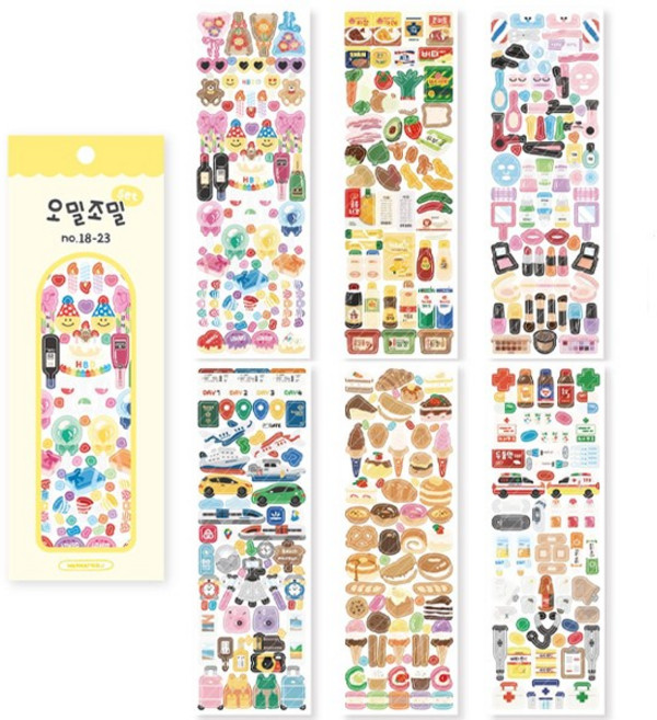 워너디스 오밀조밀 씰스티커 18-23 6종 세트, 기념일, 마트, 뷰티, 여행, 디저트, 병원, 1세트
