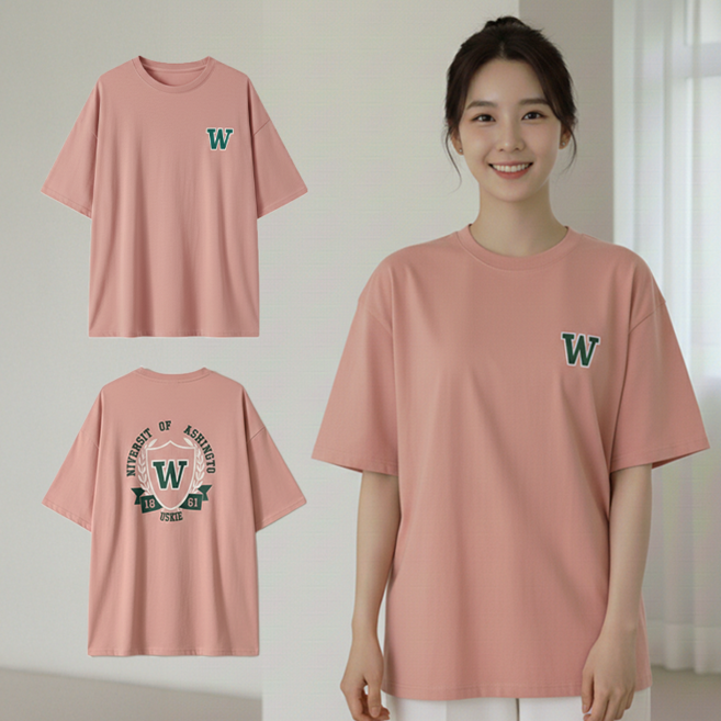 데일로엔 여성 여름 루즈 오버핏 심플 레터링 반팔 티셔츠