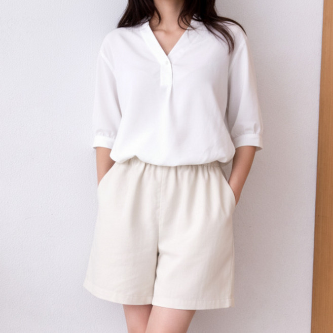 다미타니 밴딩 면 반바지 데일리 코튼 하프 팬츠 OCZ1027