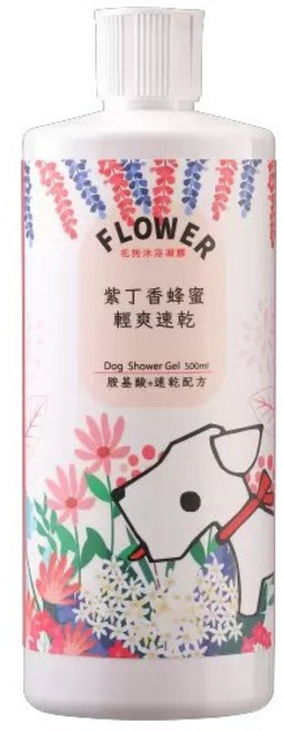 FLOWER花狗 玫瑰烏木 除臭抗菌 洗毛精 500ml 犬用 植物性, 1個, 花狗洗毛精-紫丁香蜂蜜 清爽速乾