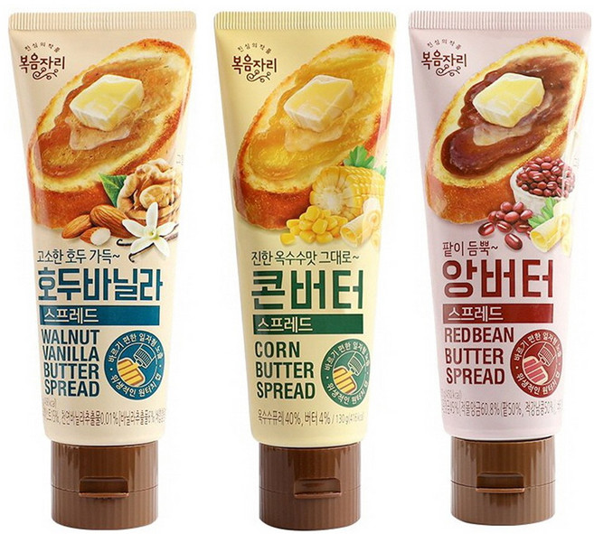 복음자리 튜브잼 스프레드 (앙버터 + 콘버터 + 호두바닐라) 3종세트, 130g, 1개