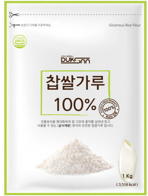 국산 습식 찹쌀가루 국내산 100% 분말 덕산식품, 1kg, 1개