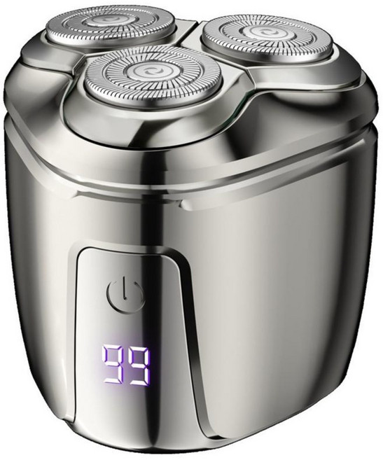 ZOZOFO 미니 3방향 헤드 전기 면도기 헤드 완전분리형 방수형 전기면도기 남자친구 선물, 실버(MS-2306)