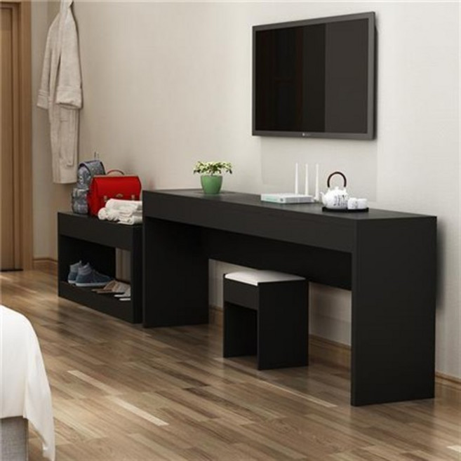 호텔식 TV장 인테리어 침실 미디어장 받침대 선반 거실장 티비다이 화장대 엔터테인먼트 유닛 테이블 제품, 4.1.2 블랙 TV캐비닛 세트