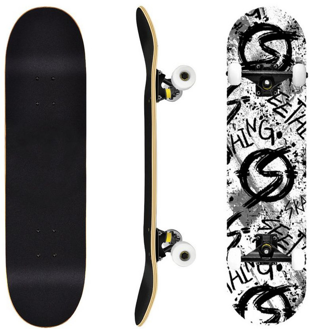 專業成人兒童滑板 四輪楓木板 初學者滑板 雙翹板 造型滑板, 專業車線輪-水墨, 1個