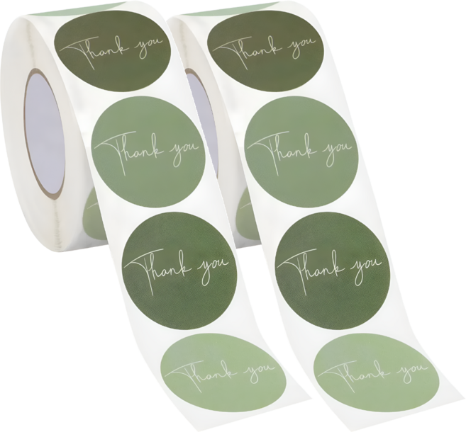 500매 원형 땡큐 감사 스티커, 2세트, 01. 올리브(S372) 1롤 500매