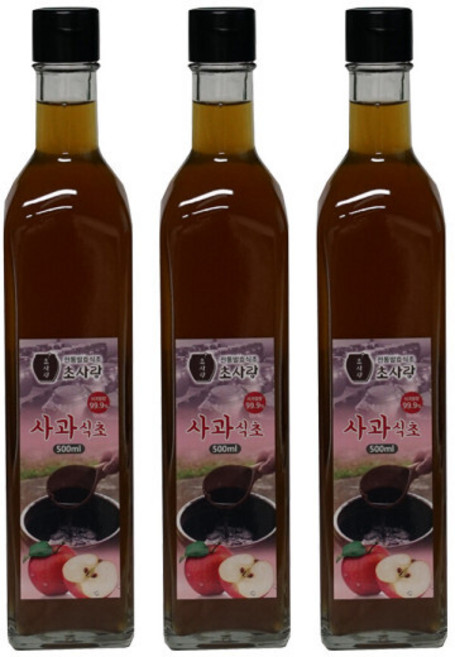 사과식초 사과초모식초 천연발효식초 생산자직판, 3개, 500ml