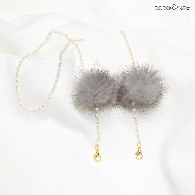 도도앤뉴 리얼 밍크 진주 마스크 목걸이 줄 스트랩