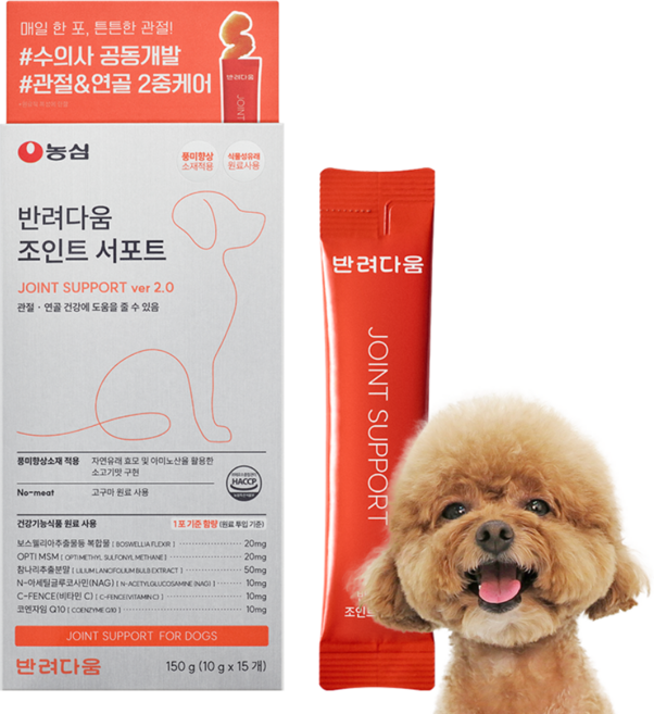 농심 반려다움 강아지 관절 영양제 반려견 슬개골 조인트 서포트, 15회분, 뼈/관절강화, 1개