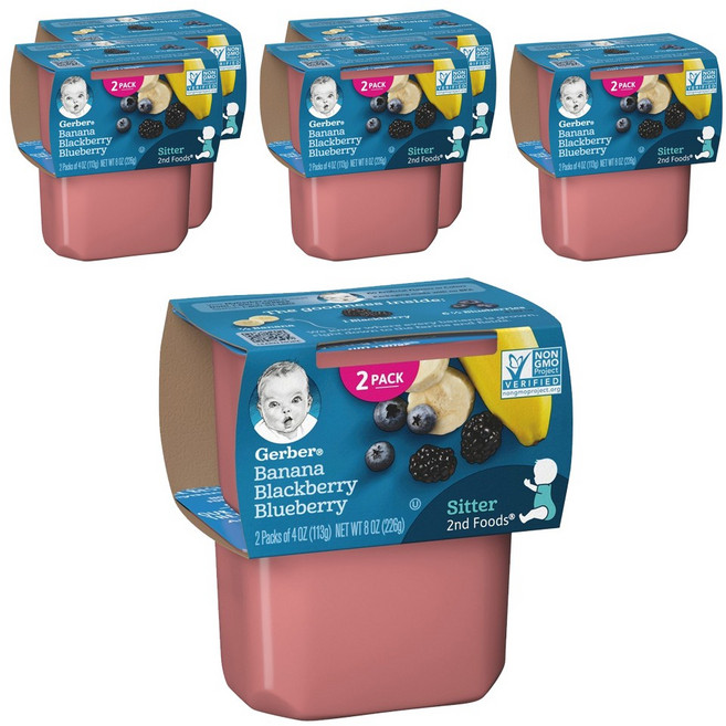 거버 어린이 액상 식품 113g 2개입, 바나나 믹스드 베리(Banana Mixed Berries), 226g, 6개