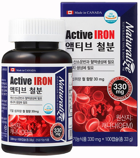 네추럴라이즈 액티브 철분, 100정, 1개