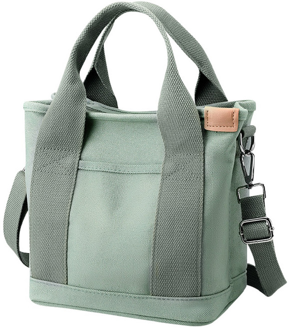 日系千層帆布包 多層收納 輕巧舒適 可調節肩帶 大容量, 淺綠