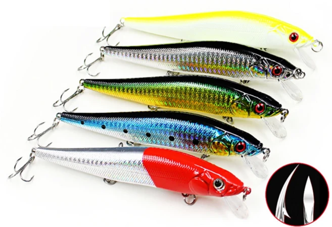 플로팅 미노우 5종 세트 농어 방어 부시리 14cm 22g 하드베이트 루어낚시세트 보조소품 민물 배스낚시, 플로팅-빨강머리 - 쿠팡